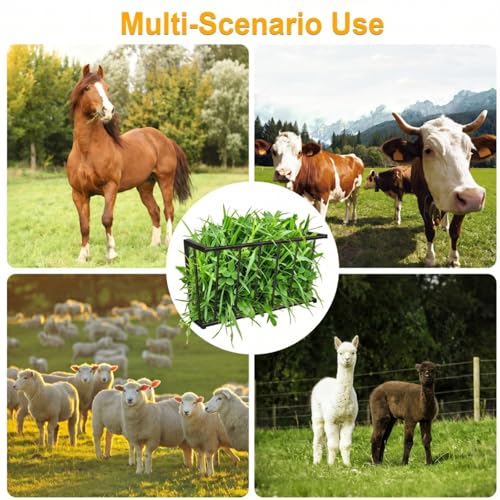 30'' Metal Wall Mount Hay Feeder, 20 Gallon Livestock Feeder | Steel Hay Feeder& Blanket Holder , Metal Wall Hay Rack for Goats, Sheep and Storage