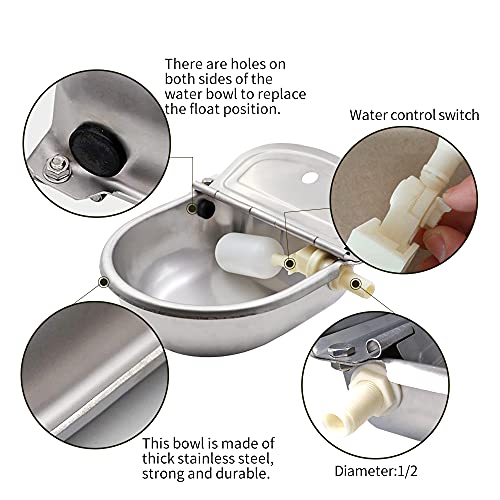 Automatic Livestock Waterer for Cattle, Dogs, Chicken, 304 Stainless Steel