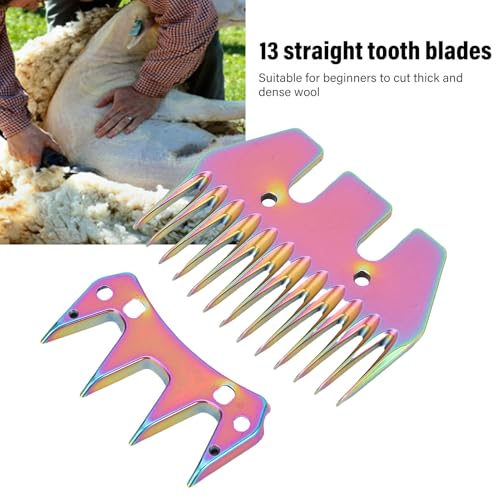 Fabater Sheep Shears Blades, High Carbon Steel 13 Tooth Replacement Blades, Electric Wool Shear with Colorful Design for Goats Sheep Alpacas Grooming Efficient Cutting Without