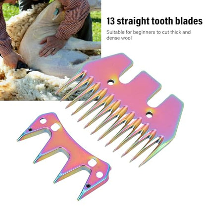 Fabater Sheep Shears Blades, High Carbon Steel 13 Tooth Replacement Blades, Electric Wool Shear with Colorful Design for Goats Sheep Alpacas Grooming Efficient Cutting Without