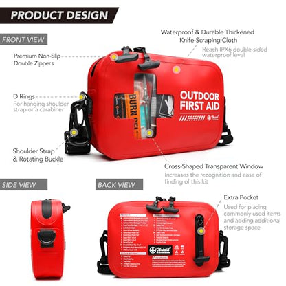 152 PCS Waterproof First Aid Kit, Small Medical Outdoor Boat Safety Dry Bag