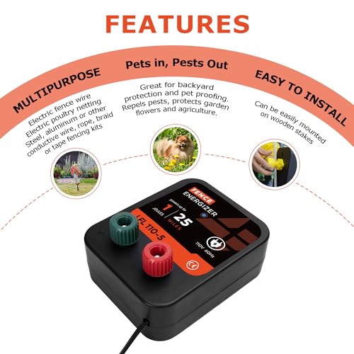 Electric Fence Charger, Electric Fence Energizer 1 Joule Ac Powered - size: 110-5