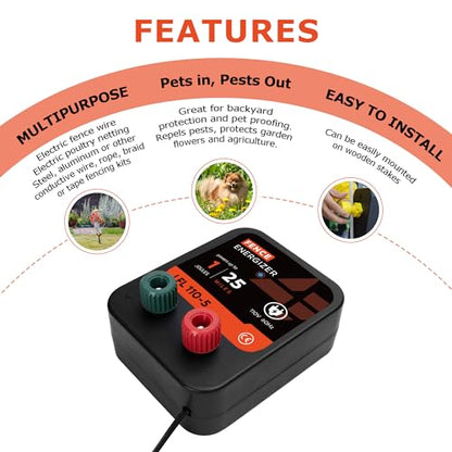 Electric Fence Charger, Electric Fence Energizer 1 Joule Ac Powered - size: 110-5