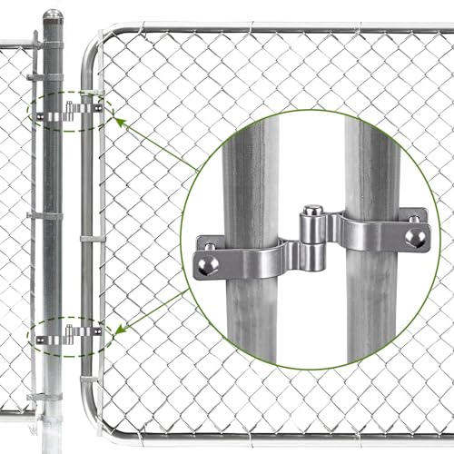 Insaga 2 Pack 1-3/8" Heavy Duty Chain Link Fence Gate Hinges, 304 Stainless Steel T-Post & Pipe Gate Hinge Kit with Frame and Post Brackets, Bolts & Nuts Included for Farm, Cattle, and Chain Link Gate - color: Lightweight, size: 1-3/8''-2Pack