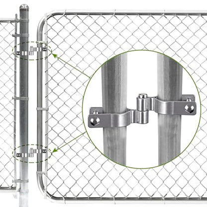 Insaga 2 Pack 1-3/8" Heavy Duty Chain Link Fence Gate Hinges, 304 Stainless Steel T-Post & Pipe Gate Hinge Kit with Frame and Post Brackets, Bolts & Nuts Included for Farm, Cattle, and Chain Link Gate - color: Lightweight, size: 1-3/8''-2Pack
