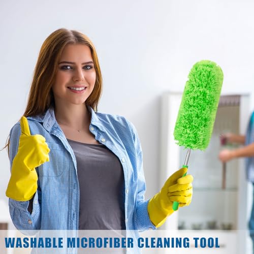 Tanlade 12 Pcs Microfiber Feather Dusters for Cleaning, Green - color: Green