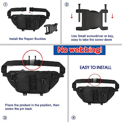 1" Buckle Quick Side Release Buckle,Adjustable No Sewing Clip,Plastic Replacement for Nylon Webbing Straps,Backpack Pack Belt - color: 4 Pcs 1 Inch