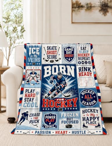 Hockey Gifts for Men Players Lovers Fan Hockey Blanket 60 * 50 | Birthday Christmas Thanksgiving Personalized Hockey Gifts Ice Hockey Lover Gift Hockey Fan Gifts Blanket Sport Blanket - color: Ice Hockey
