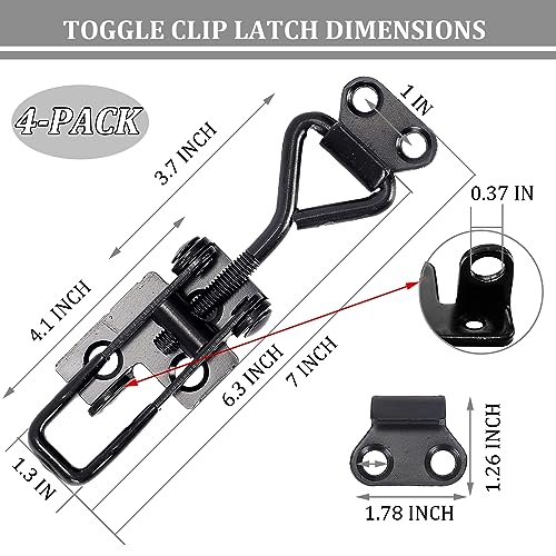 8Pack Heavy Duty Toggle Clamp Latch 4003 Style, Black Toggle Clamps | 1320lb Capacity Pull Clamp Adjustable Quick Release Hasp Clamps,Metal Toggle Latches Catch for Smoker Door Tool Box Trunk Jig - color: Black-4pcs