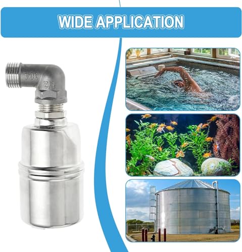 Long Water Float Valve, 304 Stainless, Auto Level Control, 1/2 & 3/4 in - color: 1 Pack, size: Long