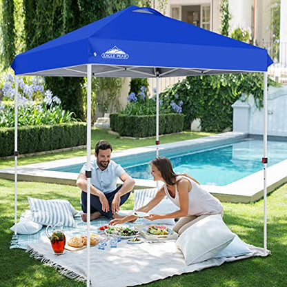 EAGLE PEAK 6.6x6.6 Pop Up Canopy Tent Easy Up Canopy Outdoor, Blue - color: Blue, size: 6.6x6.6