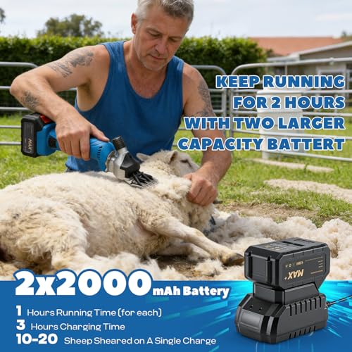 Sheep Shears Cordless 550W 2400RPM, 6 Speed & 2 Lithium Batteries