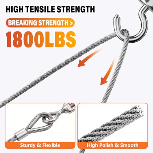 1/8 Stainless Steel Cable Kit - 100ft 1/8" Wire Rope with Cutter - size: 100FT Kit