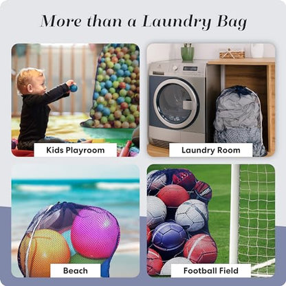 Handy Laundry Mesh XL Laundry Bag 24"x36", Heavy Duty Drawstring, Navy Blue - color: Navy