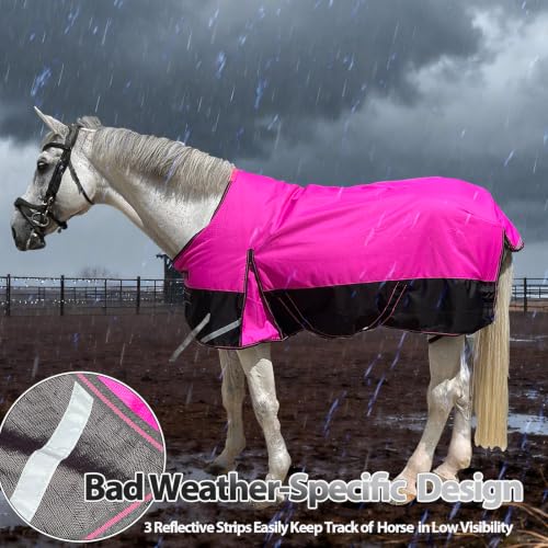 1200D Ripstop Horse Turnout Rain Sheet(No Fill) Hot Pink 81'' - color: Hot Pink 0g Fill, size: 81''