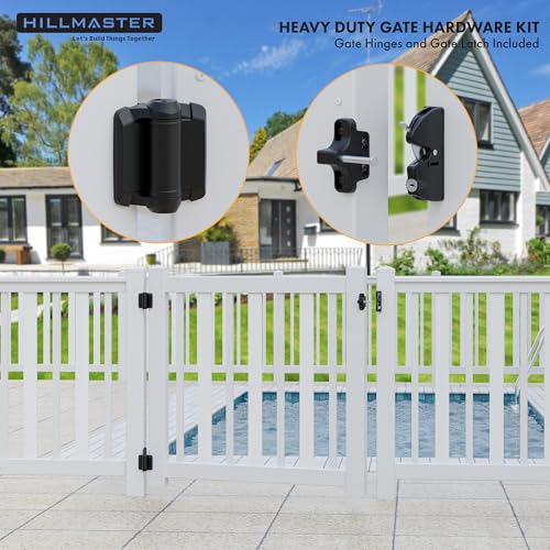 Self Closing Gate Hinges and Key Lockable 2 Sided Gate Latch Gate Hardware Kit,Two Sided Self Locking Gate Latch and No Rust Pool Gate Hinges for Outdoor Metal/Vinyl Fence,Locking Gate Door Lock Latch