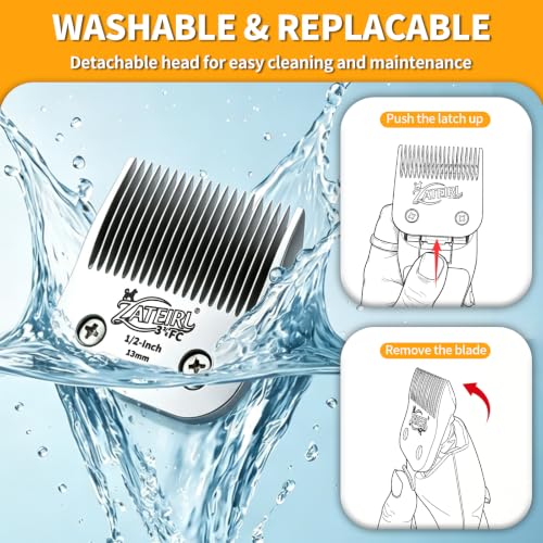 Size 3-3/4FC Detachable Pet Grooming Clipper Blade with Ceramic Cutter, 13mm 1/2 Inch Cut Length, Silver, Compatible with Andis, Oster A5, Wahl KM10, 1 Pack - color: Silver, size: 3-3/4FC 13mm