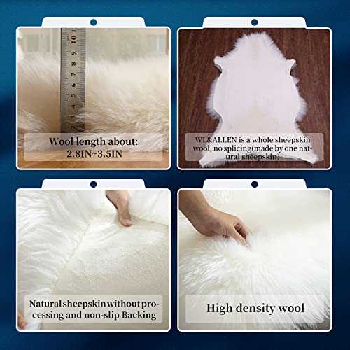 WL&ALLEN Large Sheepskin Rug Genuine Thick and Lush 3 Inch Pile，Luxury Australian Pelts |Large Sheepskin Wool Area Rugs (Single & a Half Pelt 2'6" x 5‘，Light Brown)… - color: Light Brown, size: 2'10" x 5'7" (Sheep Pelt)