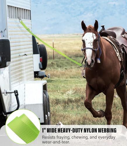 Cross Ties for Horse, Nylon Trailer Tie, Adjustable Length 42.5"-73" - color: Neon Yellow