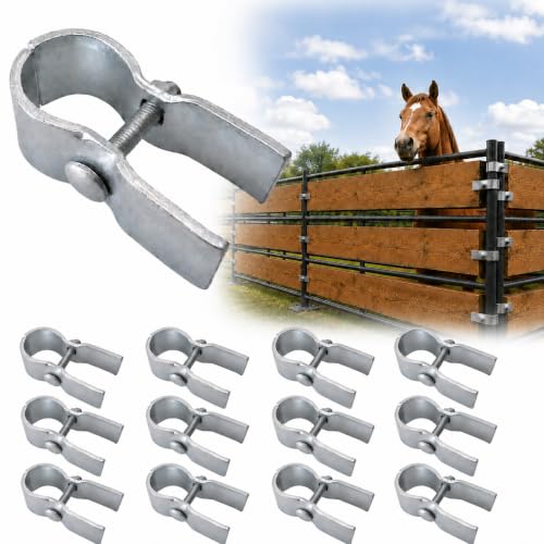 12-Pack Horse Panel Clamps for Wood Boards, Heavy-Duty Galvanized Steel, Fit 1-5/8" Livestock Corral Panels, Securely Attach Lumber to Horse Stalls & Round Pens