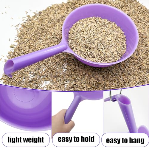 2 Quart Large Feed Scoop with Long Handle Grain Scoop for Horse Livestock Farm Large Dogs Water Ladle 8 Cups (Light Purple)