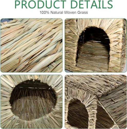 BWOGUE Large Guinea Pig Grass House, Guinea Pig Hideout 2 Pack Straw Hut - size: 2 PACK