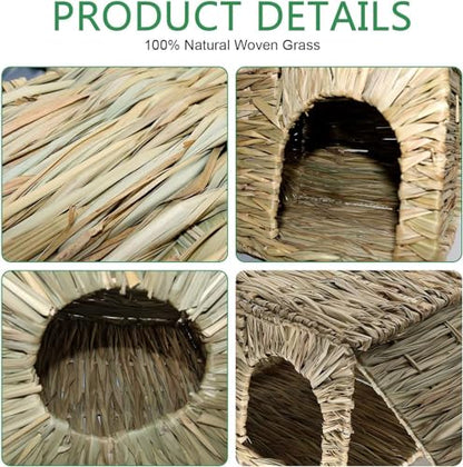 BWOGUE Large Guinea Pig Grass House, Guinea Pig Hideout 2 Pack Straw Hut - size: 2 PACK