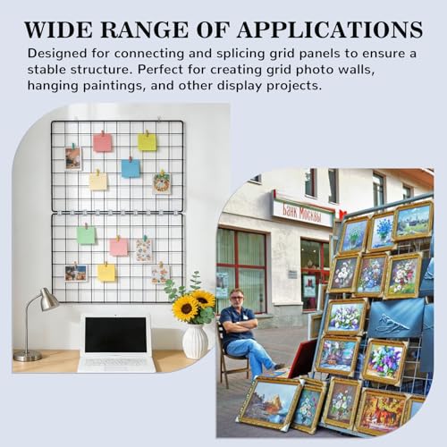 64-Pack Grid Panel Connector Kit, for 4mm-6mm (5/32"-1/4") Wire Shelving & Mesh Cable Trays, Includes Splice Clamps & Reinforced Washers