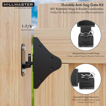 Anti Sag Gate Frame Kit Fence Gate Kit Heavy Duty 90 Degree Right Angle Gate Hinges,Gate Hardware Kit with Gate Latch for Wooden Fences,Gate Corner Brace Bracket for Driveway Gates,Shed Door,Deck Gate
