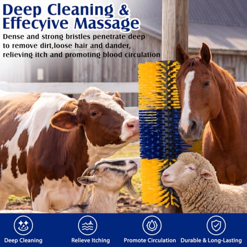 3 Pack Livestock Scratching Brush, Blue and Yellow - color: Blue and Yellow