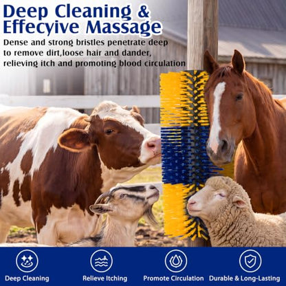 3 Pack Livestock Scratching Brush, Blue and Yellow - color: Blue and Yellow