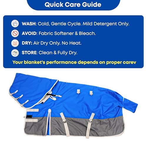 1200D Turnout Horse Blanket with Hood & Band, Medium Weight, Blue/Grey,78IN - color: Blue/Gray with Band, size: 78 IN