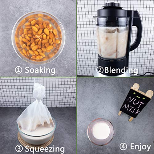 3 Pack - Ultra Fine Nut Milk Bag, 12X12 Inches, 80 Micron, Multiple Usage Reusable Food Strainer, Cold Brew Coffee Bag, Food Grade Nylon Mesh, BPA-Free, Cheesecloth Bag, Yogurt Strainer, Juice Filter