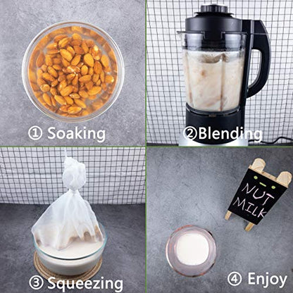 3 Pack - Ultra Fine Nut Milk Bag, 12X12 Inches, 80 Micron, Multiple Usage Reusable Food Strainer, Cold Brew Coffee Bag, Food Grade Nylon Mesh, BPA-Free, Cheesecloth Bag, Yogurt Strainer, Juice Filter