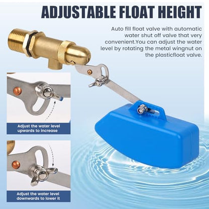 3/4 Inch Brass Float Valve for Water Trough Stock Tank Automatic Water Level Control Float Valve for Pond Farm Livestock Cattle Goat Horse Livestock Waterer Pool Auto fill (3/4" 1PCS) - style: 3/4" 1PCS