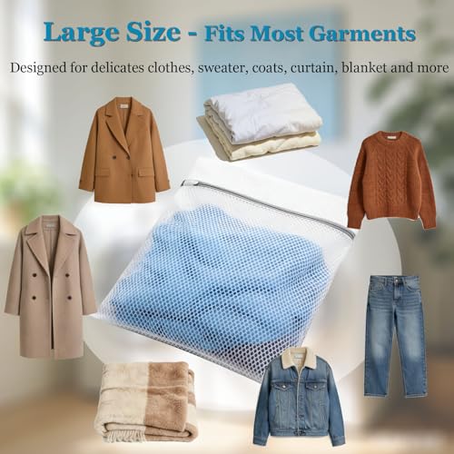 6 Pack XX-Large Mesh Laundry Bags for Delicates, 24 x 24 Inches