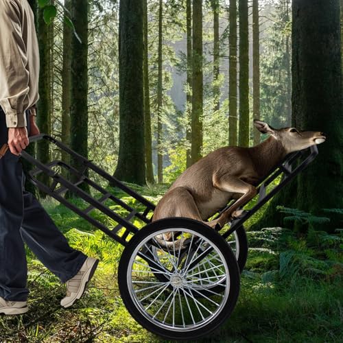 Goplus Folding Deer Cart, 550 LBS Adjustable Game Cart with 20 Inch Big Wheels, Heavy Duty Cargo Carrier, 2-in-1 Deer Hauler for Luggage, Firewood, Animal - style: 30.5" x 39.5" x 46"