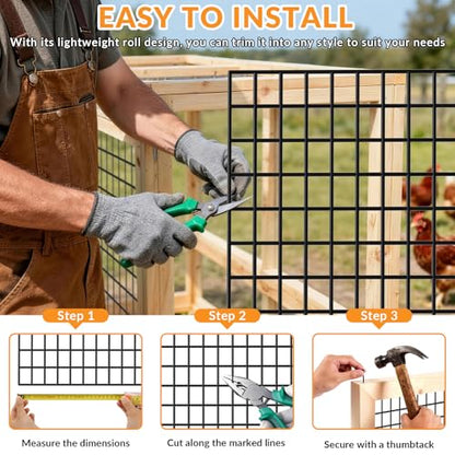 Welded Wire Fence, 36 Inch x 100 Foot Black PVC Coated Wire Mesh, 2 Inch x 3 Inch 16GA Garden Border Fencing Roll Vinyl Coating Metal Wire Mesh for Yard Vegetable Plant Protection Poultry Netting - size: 36X100ft