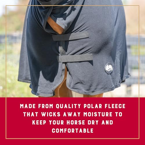 Weaver Equine Fitted Polar Horse Fleece Cooler, Moisture-Wicking Horse Fleece Blanket, Lightweight Protective Equestrian Gear, Average, Black