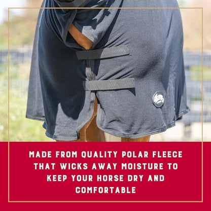 Weaver Equine Fitted Polar Horse Fleece Cooler, Moisture-Wicking Horse Fleece Blanket, Lightweight Protective Equestrian Gear, Average, Black