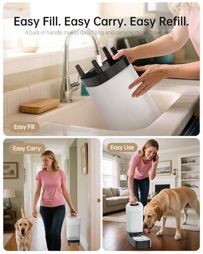 Automatic Dog Water Bowl Dispenser - 2.4 Gallon Gravity Pet Water Dispenser with 304 Stainless Steel Bowl, Dog Auto Feeders Bowls Self Waterer, Easy-Carry Handle for Large Dogs & Cats, Multi-Pet Home
