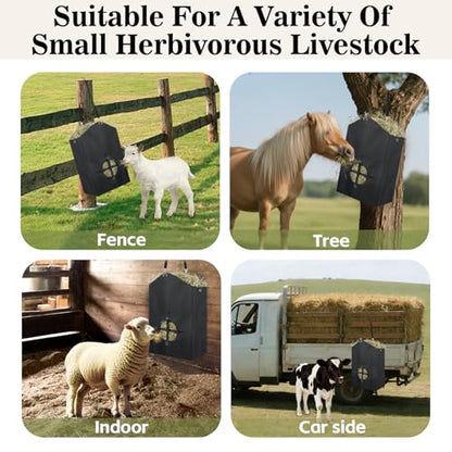 Hay Bags for Goats, 27.5" x 17.5" x 9.8" Hay Feeder, Plastic Release Buckle - color: 1 Pc without storage bag