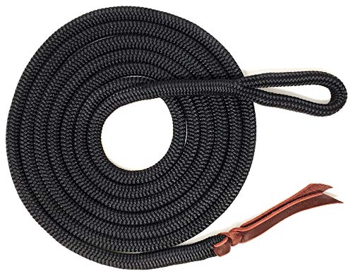 Double Braid Lead Rope with Eye Splice Loop, 12-14FT Lengths (Black, 14 ft.) - color: Black, size: 14 ft.