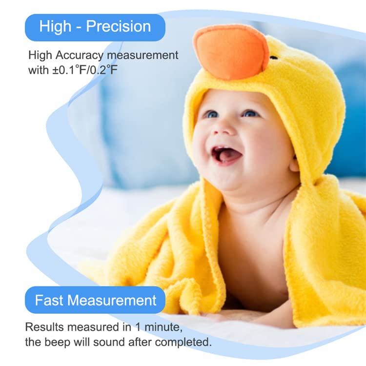 Berrcom Digital Thermometer for Adults, Kids, Babies, Oral Rectal Underarm | Medical Thermometer with Fever Alarm, C/F Switchable, Body Temperature, Fast Read, Oral in Mouth, Rectal, Under Arm Use - color: Light Blue
