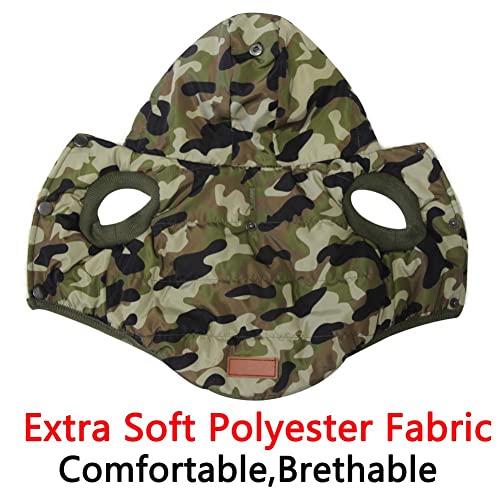 Vecomfy Warm Dog Coats with Hoodie,Winter Dog Jackets for Smaller Dogs - color: Green Camo, size: X-Small