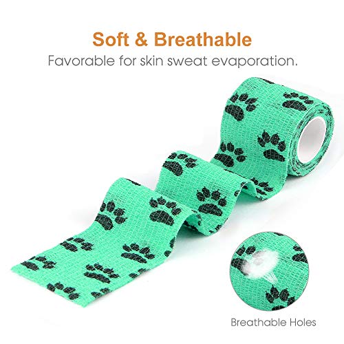 AUPCON Vet Wrap Cohesive Bandages Bulk Self Adhesive Bandage Wrap Self Adherent Wrap Non-Woven for Dogs Pet Animals & Ankle Sprains & Swelling 2 Inch x 5 Yards (2 Inch Claw) - color: 2 Inch Claw