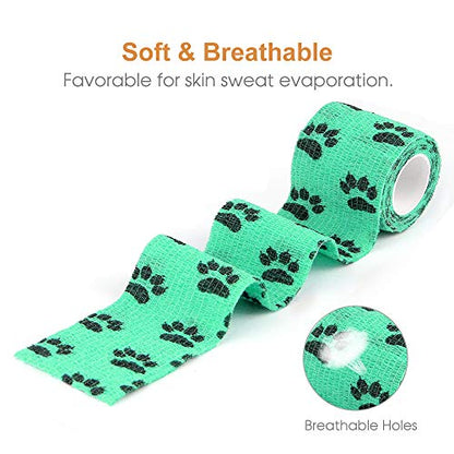 AUPCON Vet Wrap Cohesive Bandages Bulk Self Adhesive Bandage Wrap Self Adherent Wrap Non-Woven for Dogs Pet Animals & Ankle Sprains & Swelling 2 Inch x 5 Yards (2 Inch Claw) - color: 2 Inch Claw