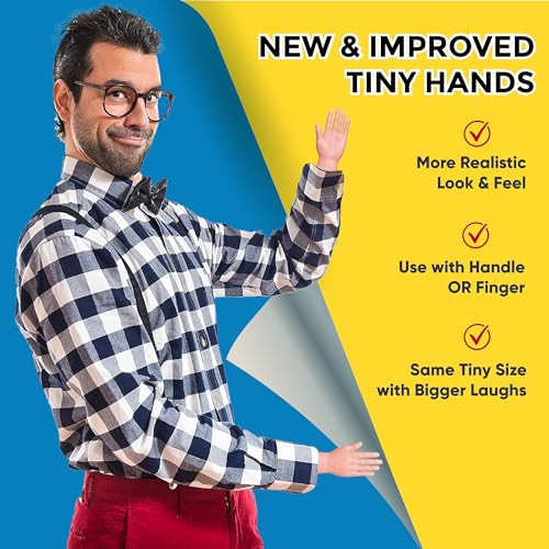 Tiny Hands (1 Pair - New) - Improved Little Small Mini Hand Stick Puppet - Make Anyone Laugh - Pocket Sized Hilarity and Big Laughs - TikTok Famous - Friend & Family