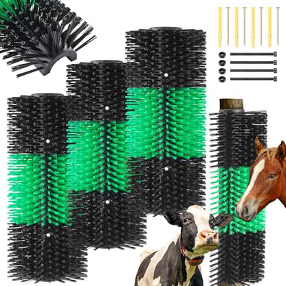 3 Pack Livestock Scratching Brush, Green and Black - color: Green and Black