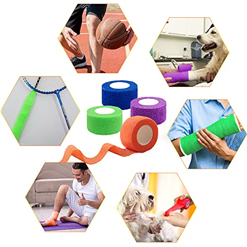 BQTQ 50 Rolls Self Adhesive Bandage Wrap 1 inch Self Adherent Tape(Rainbow) - color: Rich Color, size: 1 Inch